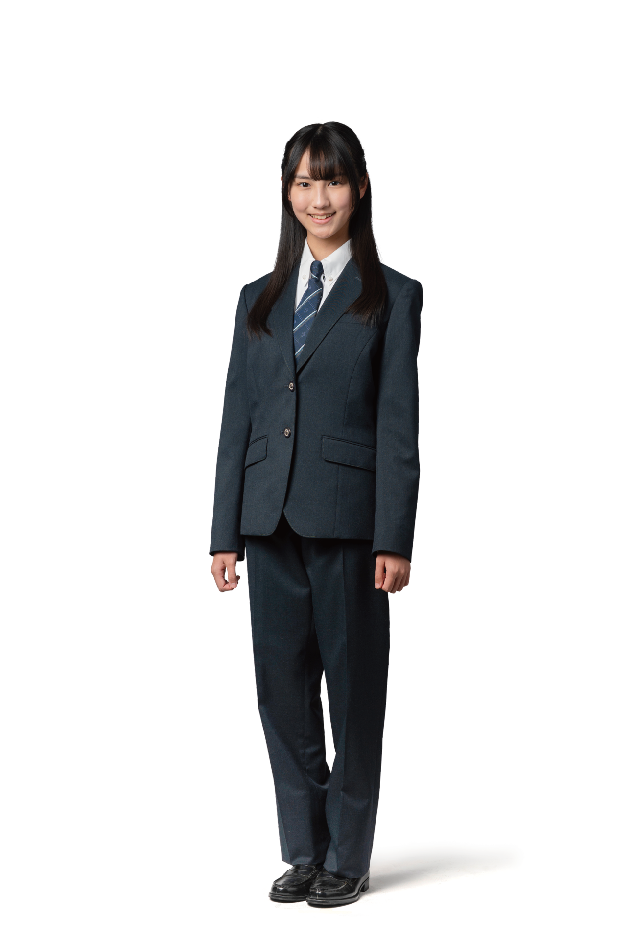 冬服スラックスの高校生女子の画像